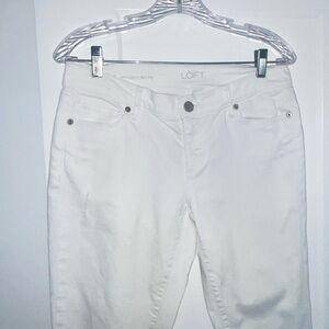 Loft white cotton denim women’s distressed low rise jeans size 27